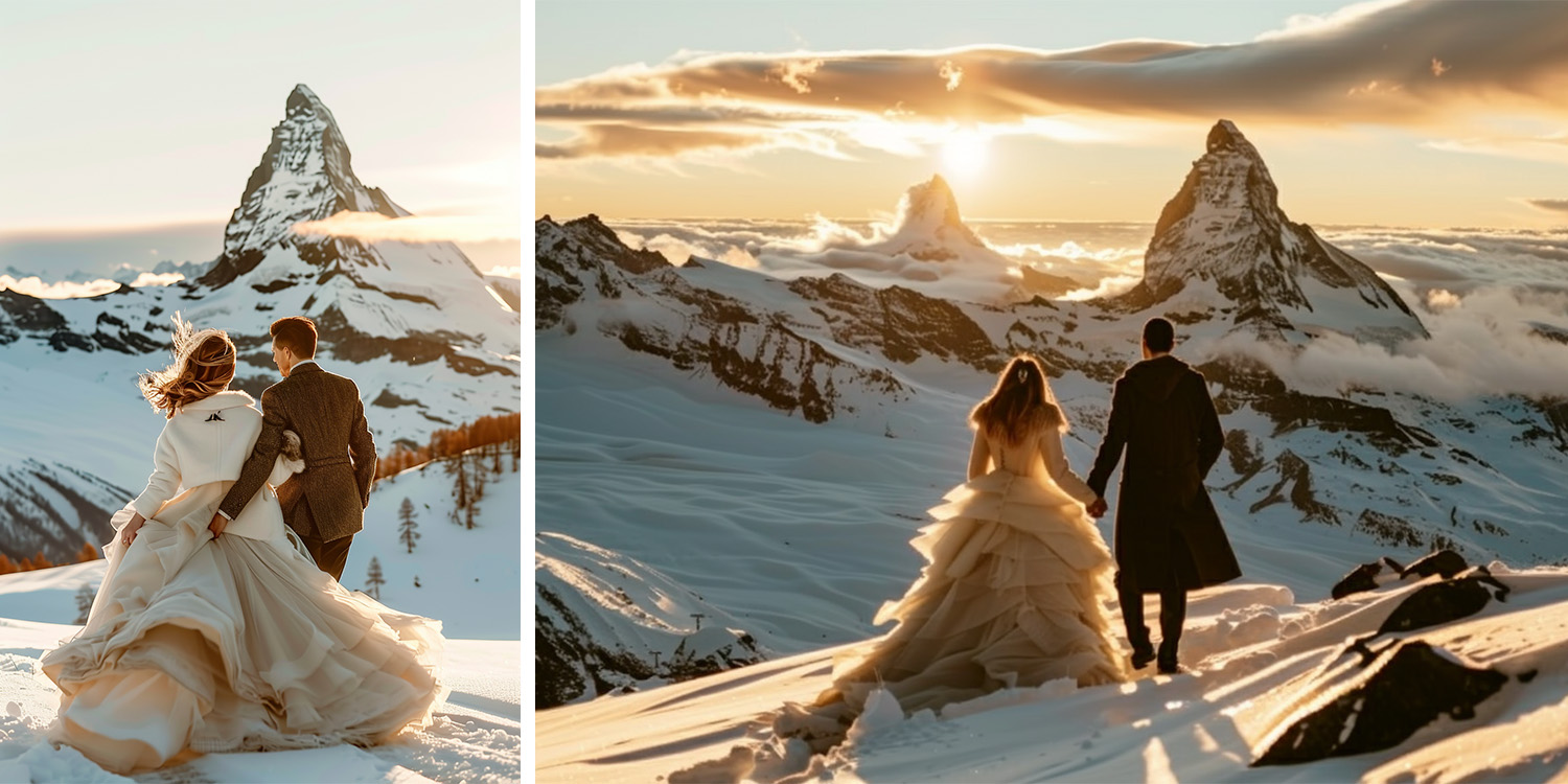 Winterhochzeit, Zermatt mit Matterhorn-Blick (Schweiz)